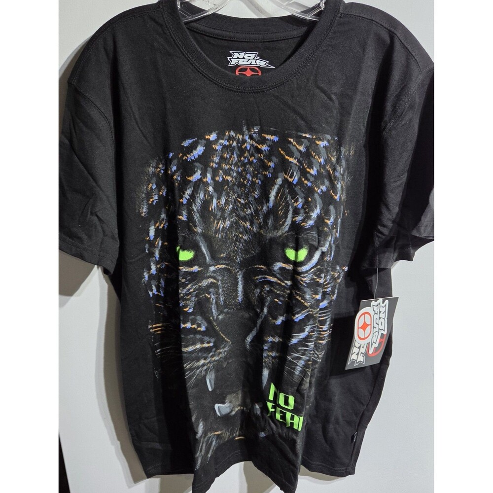 Black No Fear Graphic T-Shirt Roaring Leopard Design Size XL NWT